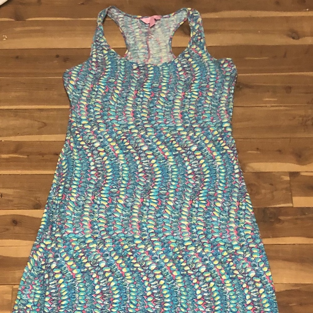 Lilly Pulitzer Multicolor Wave-Print Maxi Dress - Teal, Pink, Yellow